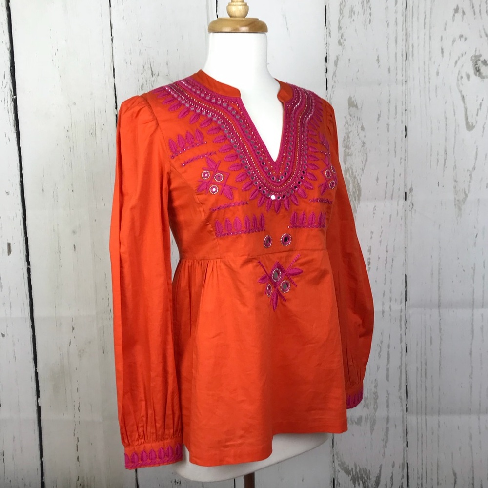 NWT Tory Burch Claudia Tunic Pink Orange - Picture 4 of 8